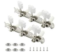 Bonsicoky Classical Guitar Tuning Keys, 2 Sets Silver Tone Metal Machine Heads, 3+3 Tuners Pegs for Classical Guitar Replacement and Repair(Style3)