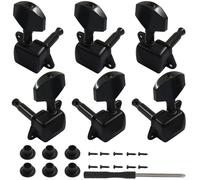 Bonsicoky Semi-closed Guitar Tuning Pegs, 6 Pieces 3L3R Metal Machine Heads, Black Tuner Keys Knobs for Acoustic Electric Guitar