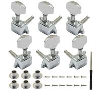 Bonsicoky Semi-closed Guitar Tuning Pegs, 6 Pieces 3L3R Metal Machine Heads, Silver Tuner Keys Knobs for Acoustic Electric Guitar