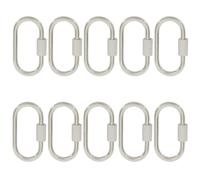 Bonsicoky Stainless Steel Carabiner Clasps, 10Pcs Silver Metal Hooks, Oval Screw Lock Charms, Secure Fasteners for DIY Jewelry Making, Keychains, Crafts