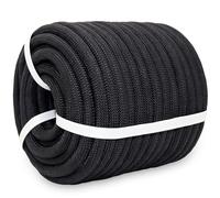BONSINY Black Braided Polyester Rope 1/2 in x 100 ft Heavy Duty Rope - Strong Outdoor Rope for Tree Work Swing Pulling Sailing Camping, ZP DSS -12X30Hei