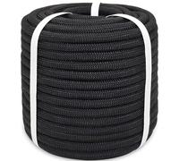BONSINY Black Braided Polyester Rope 3/8 in x 100 ft Heavy Duty Rope - Strong Outdoor Rope for Tree Work Swing Pulling Sailing Camping