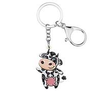 BONSNY Acrylic Cartoon Milk Cow Keyrings For Women Girl Key Bag Phone Charm Jewellery Gift (Dark)