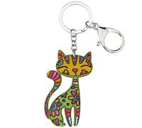 BONSNY Acrylic Cat Key Chains For Women Car Purse Bag Rings Pendant Girl Gift Charms (Green)