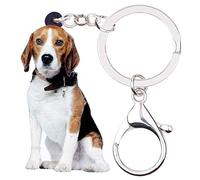 BONSNY Acrylic Cute Dog Keyrings For Women Girl Pet Keychain Key Bag Phone Charm Jewellery Gift (Grey)