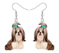 BONSNY Acrylic Dangling Novelty Fun Adorable Cute Dog Breeds Pets Earrings Hypoallergenic Designer Jewelry Gifts For Women Girls Kids (Shih tzu)