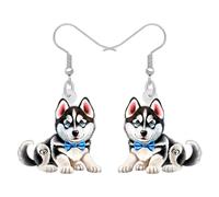 BONSNY Acrylic Dangling Novelty Fun Adorable Cute Dog Breeds Pets Earrings Hypoallergenic Designer Jewelry Gifts For Women Girls Kids (Siberian Husky)