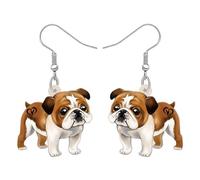 BONSNY Acrylic Dangling Novelty Fun Adorable Cute Dog Breeds Pets Earrings Hypoallergenic Designer Jewelry Gifts For Women Girls Kids (English Bulldog)