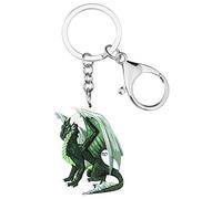 BONSNY Acrylic Dinosaur Keyring Dragon Keychain For Women Girl Jewellery Key Bag Phone Charm Gift (Green)