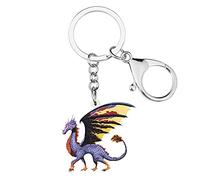 BONSNY Acrylic Dinosaur Keyring Dragon Keychain For Women Girl Jewellery Key Bag Phone Charm Gift (Purple)