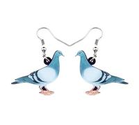 Bonsny Acrylic Drop Dangle Anime Blue Dove Pigeon Bird Earrings Jewelry For Women (Blue)