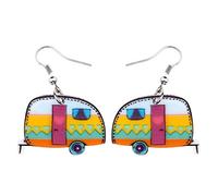 Bonsny Acrylic Drop Dangle Cartoon Funny Camper Van's Camping Car Earrings Jewelry For Women Girls Kids (Multicolor)