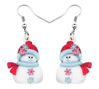 Bonsny Acrylic Drop Dangle Christmas Gifts Frosty Snowman Earrings Ornaments Decorations Jewelry For Women Accessories (White)