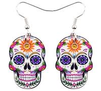 Bonsny Acrylic Drop Dangle Halloween Skeleton Skull Earrings Punk Jewelry For Women Kids Teens Gift (Multicolor)