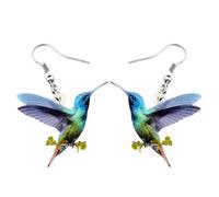 Bonsny Acrylic Drop Dangle Hummingbird Bird Earrings Jewelry For Women Girls Kids Gift Charms (Green)