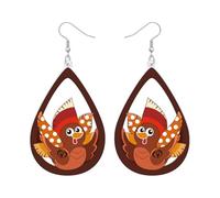 BONSNY Acrylic Thanksgiving Teardrop Dangle Earrings for Women, Happy Turkey Maple Leaf Drop Jewellery Gift,Hypoallergenic Stainless Steel Hook Autumn Fall Holiday Harvest Accessory (Umber)