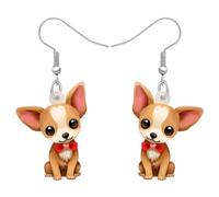 BONSNY Acrylic Valentine's Day Cute Pink Heart Love Dog Breeds Chihuahua Puppy Earrings Drop Dangle Jewellery For Women Gift Kids Charms (Chihuahua)