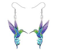 BONSNY Blue Cute Acrylic Hummingbird Dangle Earrings Birds Gifts for Women Novelty Hypoallergenic Jewellery Spring Summer Charms (Turquoise)