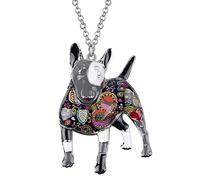BONSNY “Bowser” Love Heart Enamel Alloy Pets English Bull Terrier Dog Necklace Animal Women Pendant, Metal