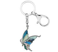 BONSNY Enamel Alloy Butterfly Keyring Insect Keychain Fashion Jewellery For Women Girl Bag Car Key Charms Gift (Navy)