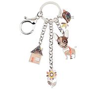 BONSNY Enamel Alloy Chain Chihuahua Dog Key Chains For Women Car Purse Handbag Charms Gifts (Brown)