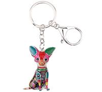 BONSNY Enamel Alloy Chain Chihuahua Key Chains For Women Jewelry Car Purse Handbag Charms (Multicoloured)