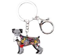 BONSNY Enamel Alloy Heart Lover Schnauzer Dog Key Chains For Women Car Charms Gift (Gray)
