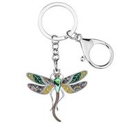 BONSNY Enamel Alloy Rhinestone Floral Dragonfly Keychains Key Car Purse Bags Charms Nature Design (Brown)