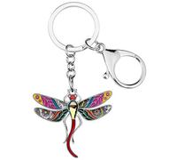 BONSNY Enamel Alloy Rhinestone Floral Dragonfly Keychains Key Car Purse Bags Charms Nature Design (Multicoloured)