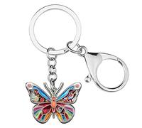 BONSNY Enamel Metal Adrable Butterfly Keychains For Women Car Rings Purse Novelty Charms GIfts (Multicolor)