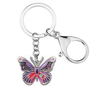 BONSNY Enamel Metal Adrable Butterfly Keychains For Women Car Rings Purse Novelty Charms GIfts (Purple)
