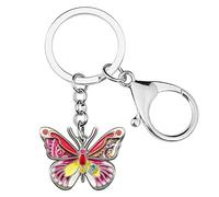 BONSNY Enamel Metal Adrable Butterfly Keychains For Women Car Rings Purse Novelty Charms GIfts (Red)