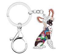 BONSNY Enamel Metal Heart Rhinestone Chinese Crested Dog Key Chains For Women Kids Car Purse bag Rings Charms Pets Gift (Brown)