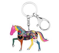 BONSNY Enamel Metal Horse Key chains For Women Girls Gifts Car Purse Animal Pendant Charms (Multicoloured)