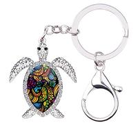 BONSNY Enamel Metal Turtle Keyring Gifts For Women Girls Car Purse bag Charms Tortoise Accessories (Black)