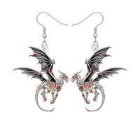 BONSNY Halloween Acrylic Dragon Wind Spinner Pumpkin Earrings, Black Winged Bone Skull Dragon Dangle Jewelry for Women, Gothic Spooky Fantasy Accessory, M, Acrylic Stainless Steel, No Gemstone