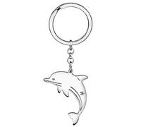 BONSNY Stainless Steel Cute Ocean Animal Dolphin Keychain Keyring for Women Car Keys Purse Backpack Travel Gift Accessories (SK030-Silver)