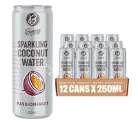 Bonsoy Sparkling Coconut Water with Passionfruit - 12 Cans - Naturally Sweet, No Added Sugar, Hydrating & Refreshing - Healthy Bubbly Drink - 250ml Each