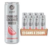 Bonsoy Sparkling Coconut Water with Watermelon - 12 Cans - Naturally Sweet, No Added Sugar, Hydrating & Refreshing - Healthy Bubbly Drink - 250ml Each