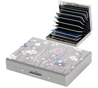 BONSYL® Credit Card Holder Wallet Pro Max Upgraded | 10 Card Slots | RFID Blocking Metal Wallet for Men & Women | Ultra-Slim Design | Easily Removable Money & Cards (10 Card/Silver/Flower)