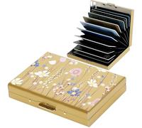 BONSYL® Credit Card Holder Wallet Pro Max Upgraded | 10 Card Slots | RFID Blocking Metal Wallet for Men & Women | Ultra-Slim Design | Easily Removable Money & Cards (10 Card/Gold/Flower)