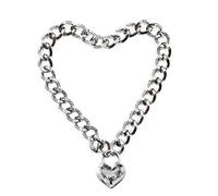 Bontand Punk Cool Neck Collar Slave Game Pet Heart-Shape Padlock Metal Choker Necklace for Women