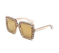 Bontand Women Sparkling Crystal Sunglasses Oversized Square Thick Frame Bling Rhinestone Shades Summer UV Protection Jewel Sunglasses
