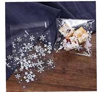 Bontannd 100pcs/lot 7x7cm Clear Christmas Snowflake Bag,Plastic Cellophane Self Adhesive,Bakery Gift Cello Bags