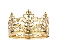 Bontannd 1pc Crown Wedding Cake Topping Cake Ornaments Princess Birthday Party Decoration Accessories Retro King Princess Crown, Gold,10x10x5.9cm.