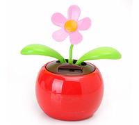 Bontannd 1pc Red Moving Dancing Solar Power Flower Flowerpot Swing Solar Car Toy Gift Home Decorating Plants