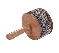Bontannd 1pc Wooden Cabasa Metal Beaded Chain & Cylinder Pop Hand Shaker Percussion Instrument for Classroom Band Medium Size,9cm