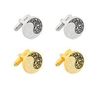 Bontannd 2 Pairs Personalized Yinyang Cufflinks Men's Dress Shirt Cufflinks Wedding Anniversary Valentine's Father's Day Jewelry Gift Yin Yang Cufflinks
