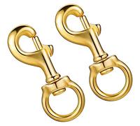 Bontannd 2pcs Flagpole Mounting Rings Flag Pole Clip Flagpole Snap Hooks with Swivel Eyelet Halyard Rope Attachment Clips for Flag Pole, Gold