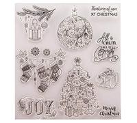 Bontannd Christmas Flower Clear Stamps Deer Snowflake Tree Silicone Stamp for Diy Scrapbooking Paper Card Making Craft Supplies